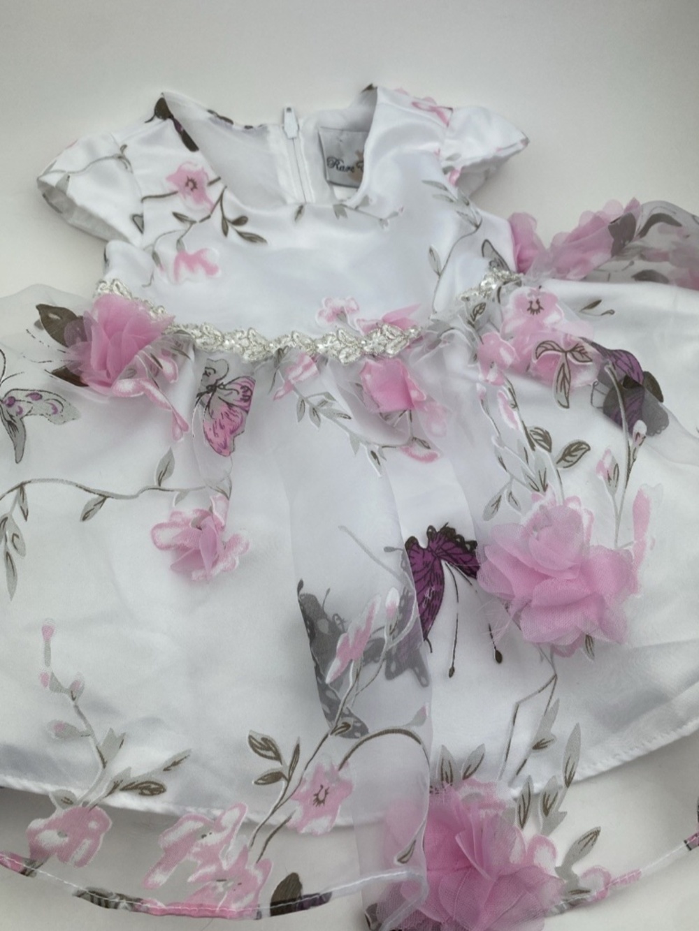 Rare Editions Baby Dress Size 6-9m Girls Formal Special Day Floral Zipper